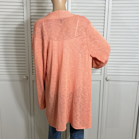 Eileen Fisher Orange Linen Blend Knit Cardigan Large - Picture 8 of 14